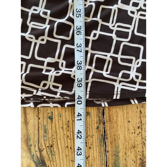 AB Studio Womens Brown & White Geometric Print A-Line Dress Medium 3/4 Sleeves - Picture 7 of 7